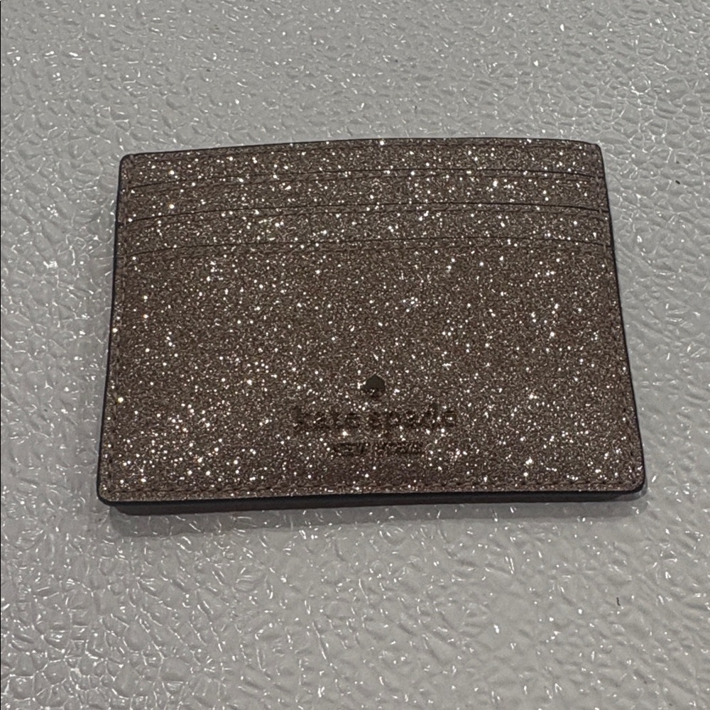 KATE SPADE Card Holder Wallet Gold Glimmer Glitter Slim New in Box